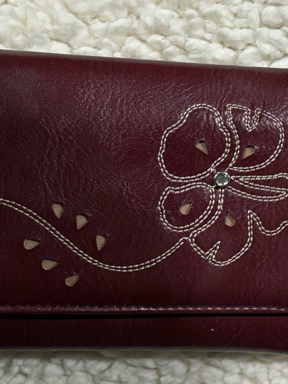 Vintage Liz Claiborne Garnet Floral Embossed Wallet